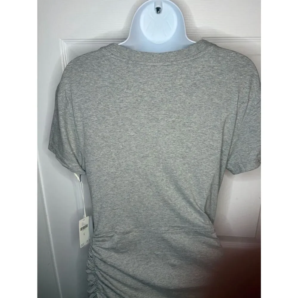 Anthropologie Field Play Short-Sleeve Ruched Mini Dress Lace-Up Gray M NWT - Picture 10 of 13